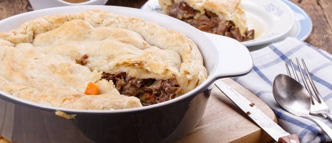 Meat pie made from leftover roast beef