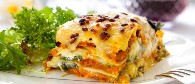 Plate with vegetarian lentil lasagne