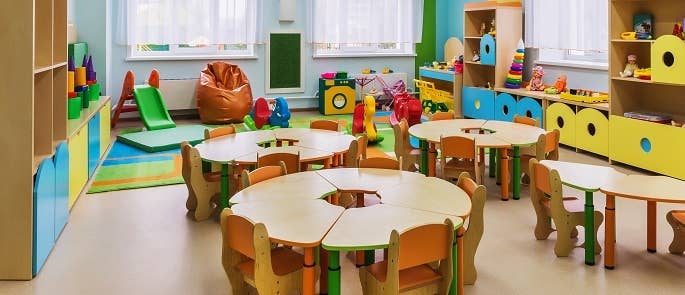 Tables and chairs in a nursery business