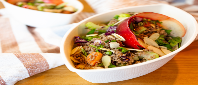 Biodegradable bowl used as a type of sustainable food packaging