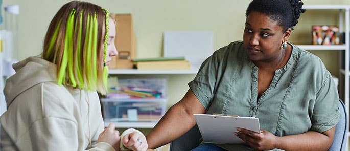 Social care worker with a patient 