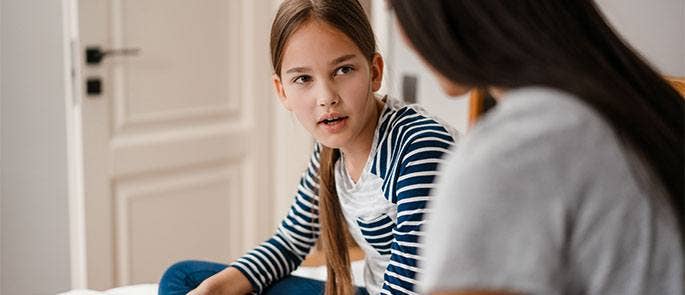 Child talking to parent