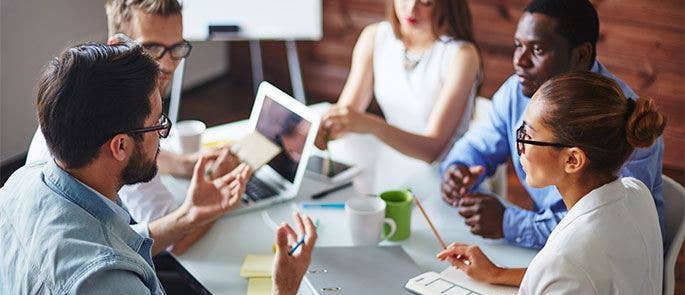 A group of employees at work