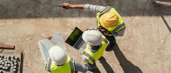 Builders on construction site