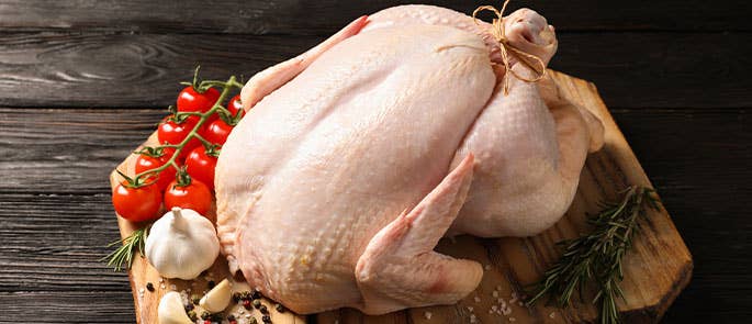 Raw Christmas turkey ready for cooking