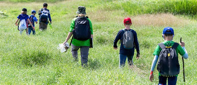 Children walking on a school trip