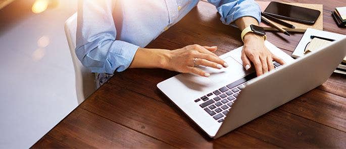 Woman working on her laptop