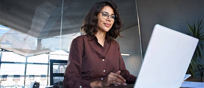 Employee working on laptop