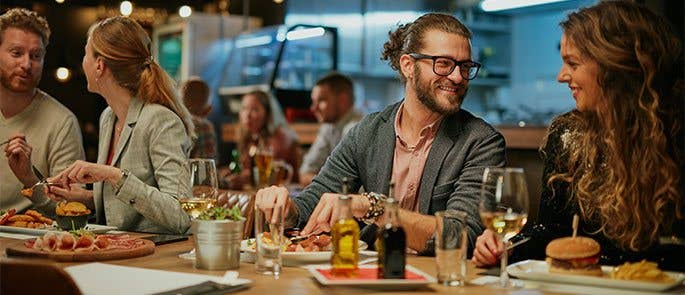 Eating at a restaurant