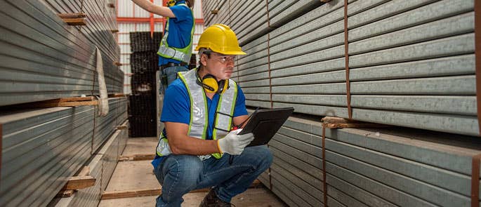 Construction worker ensuring quality at work