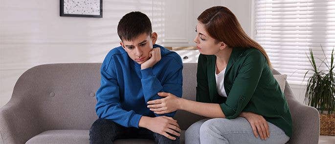 Parent talking to teenage son