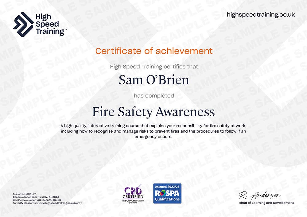 Sample Fire Safety Awareness Training