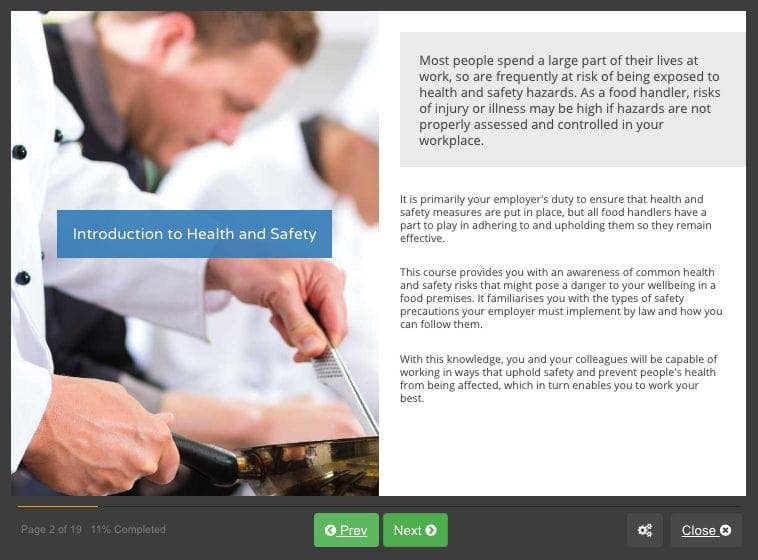 Screenshot 01 - Health and Safety for Food Handlers
