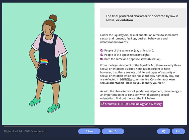 Course screenshot showing sexual orientation