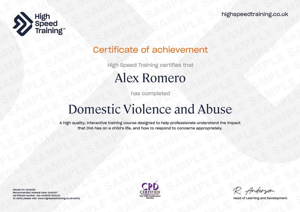 Domestic Violence Abuse Training Course Online Certification