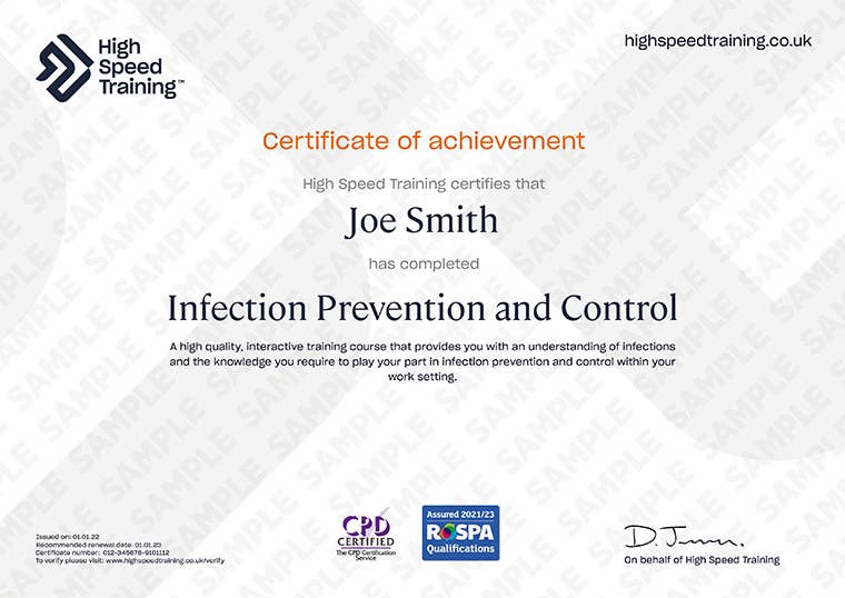 Infection Control Course Online IPC Training Certification   Infection Prevention Control Sample Certificate V1 