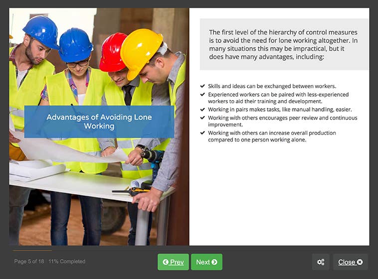 Screenshot 02 - Lone Working Training