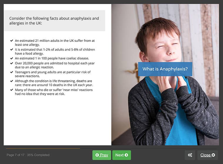 Screenshot 01 - Anaphylaxis Awareness