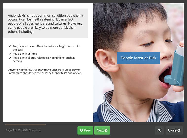 Screenshot 03 - Anaphylaxis Awareness