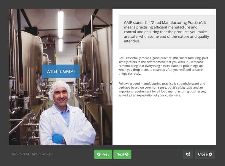 Course screenshot showing what is GMP
