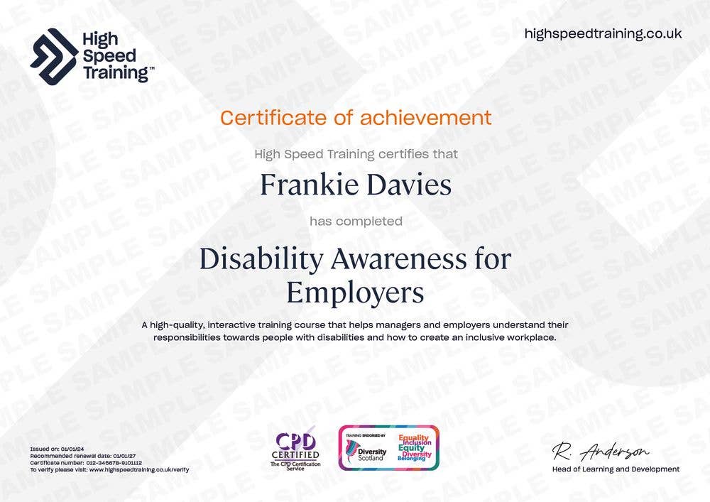 Sample Disability Awareness for Employers Course