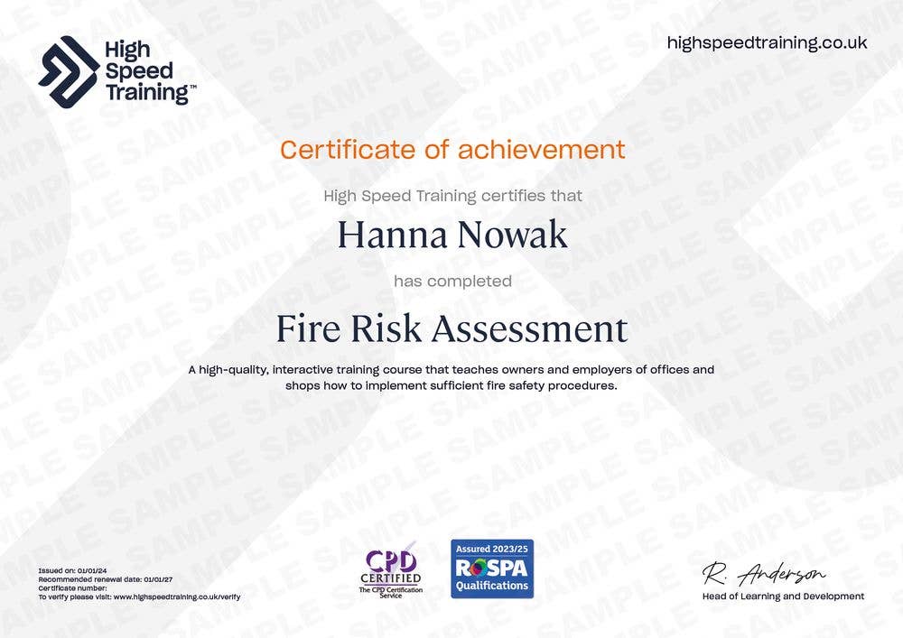 Fire Risk Assessment - Example Certificate