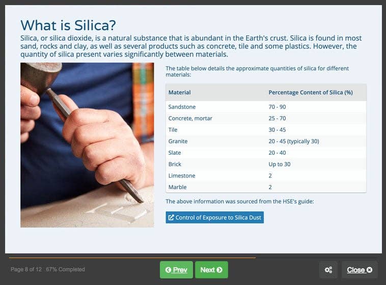 Screenshot 02 - Respirable Crystalline Silica Awareness