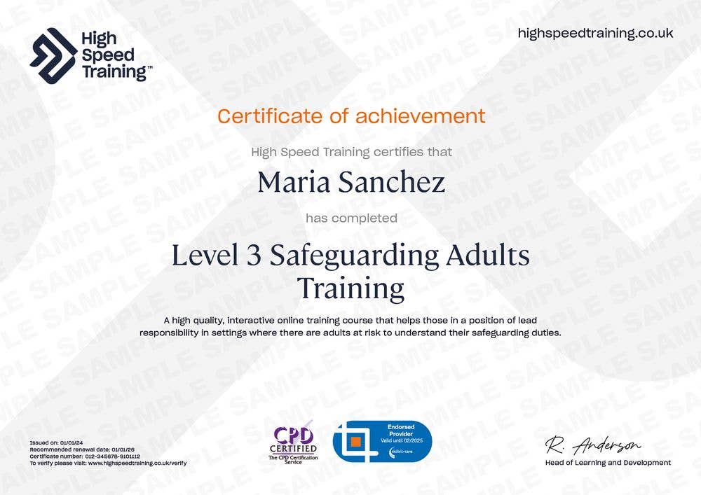 Sample Level 3 Safeguarding Adults Training