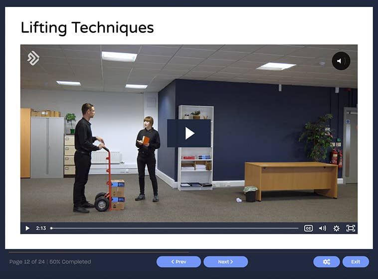 Course screenshot showing lifting techniques