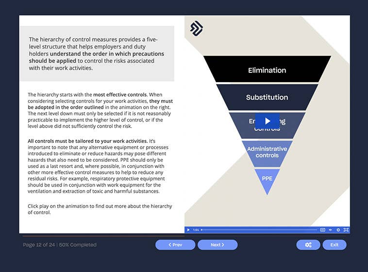 Course screenshot showing management theories