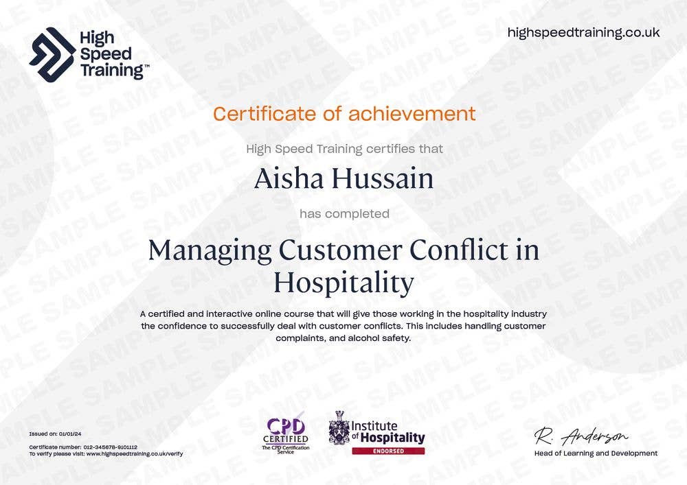 Sample Managing Customer Conflict In Hospitality