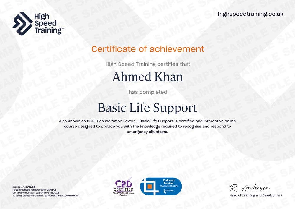 Sample Basic Life Support Certificate