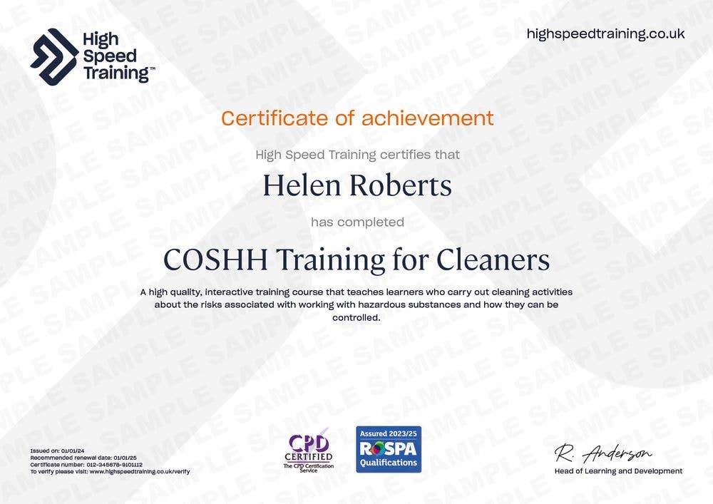 Sample COSHH Training for Cleaners