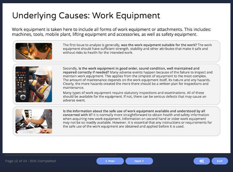 Course screenshot showing underlying causes