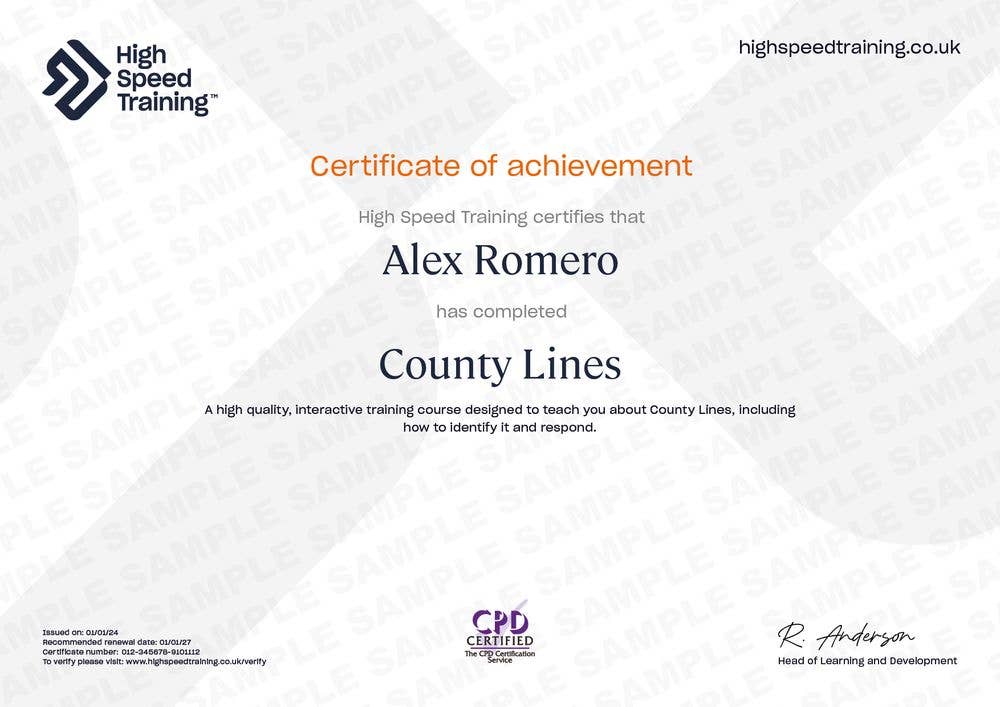 Sample County Lines Certificate