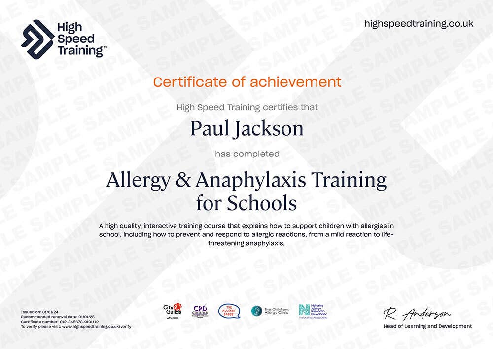 Sample Allergy & Anaphylaxis Training for Schools