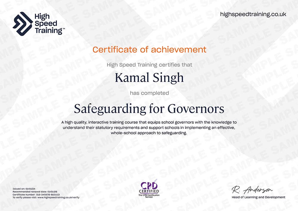 Sample Safeguarding for Governors Certificate